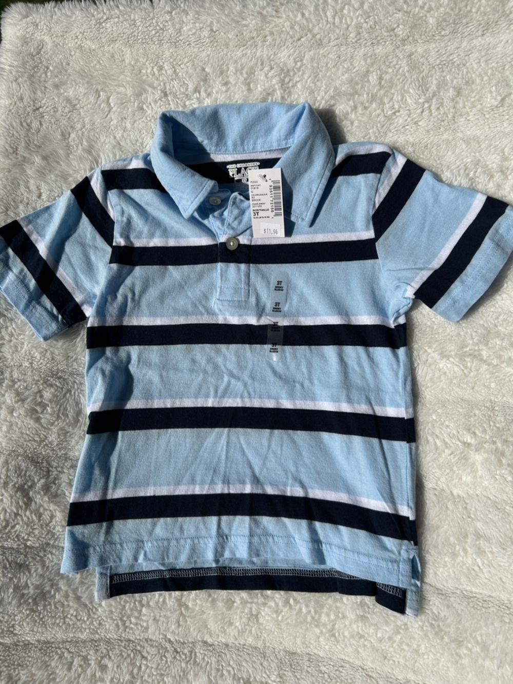The Childrens Place - Light Blue & Navy Striped Polo Shirt for Toddlers